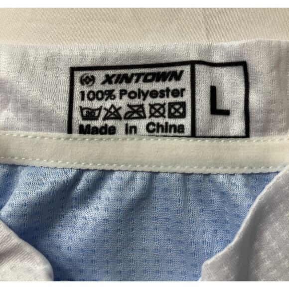 Xintown Bike Rider Jersey, Men's Large Blue & White Elastic Bottom - Picture 7 of 7